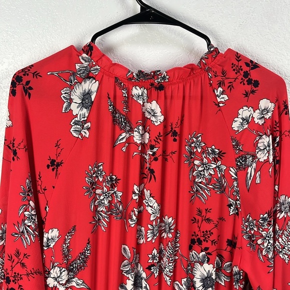 TALBOTS ORANGE ZINNIA/MULTI FIT AND FLARE NWT Petite Sz LP Floral Ruffle Hem - Picture 7 of 8